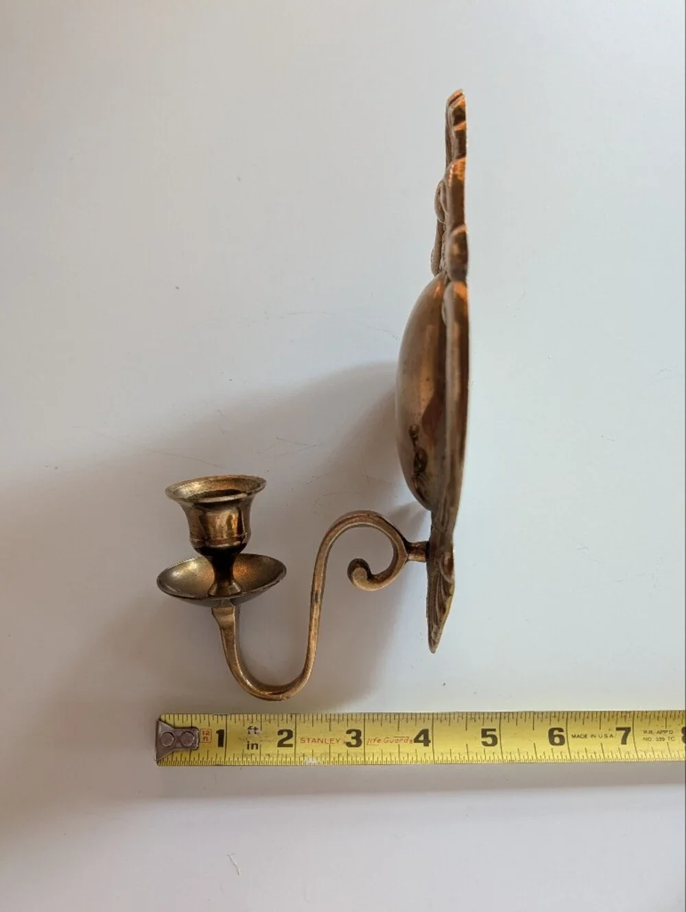 Solid Brass Vintage Candle Wall Sconce Ornate